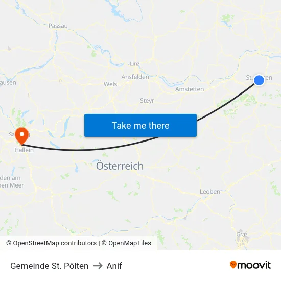 Gemeinde St. Pölten to Anif map