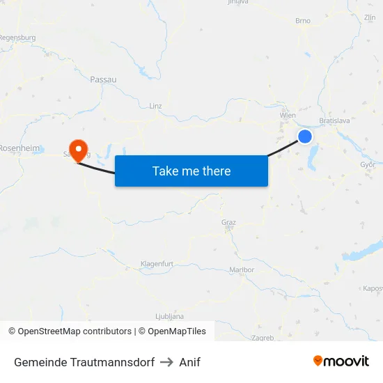 Gemeinde Trautmannsdorf to Anif map