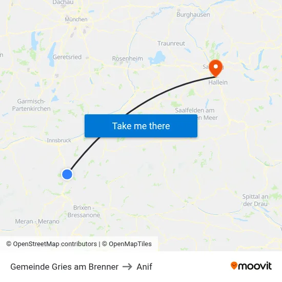 Gemeinde Gries am Brenner to Anif map