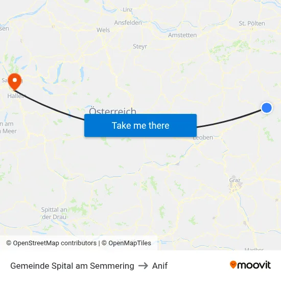 Gemeinde Spital am Semmering to Anif map