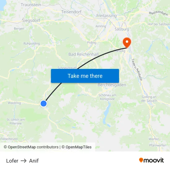 Lofer to Anif map