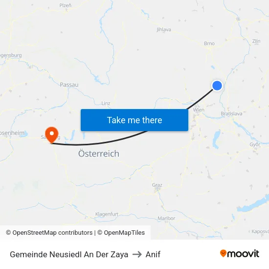 Gemeinde Neusiedl An Der Zaya to Anif map