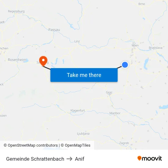 Gemeinde Schrattenbach to Anif map