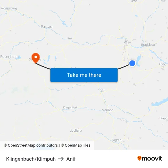 Klingenbach/Klimpuh to Anif map