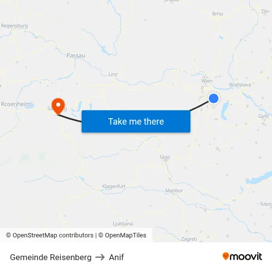 Gemeinde Reisenberg to Anif map
