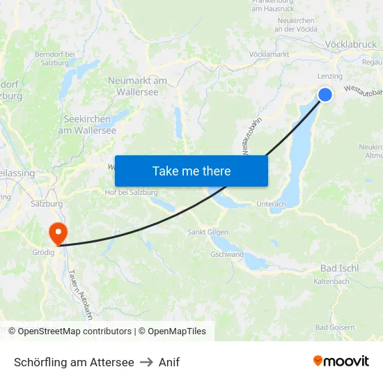 Schörfling am Attersee to Anif map