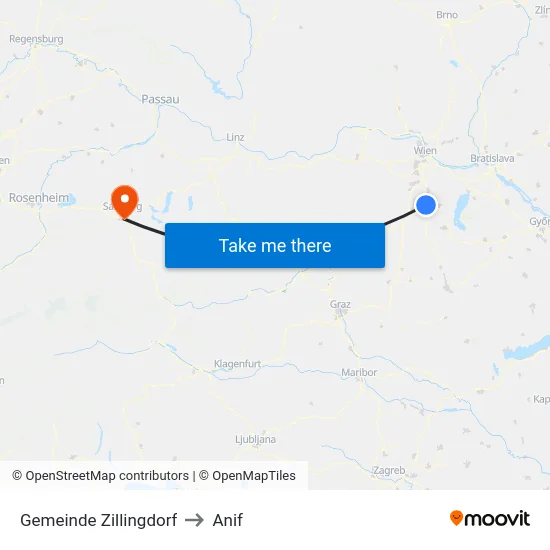 Gemeinde Zillingdorf to Anif map