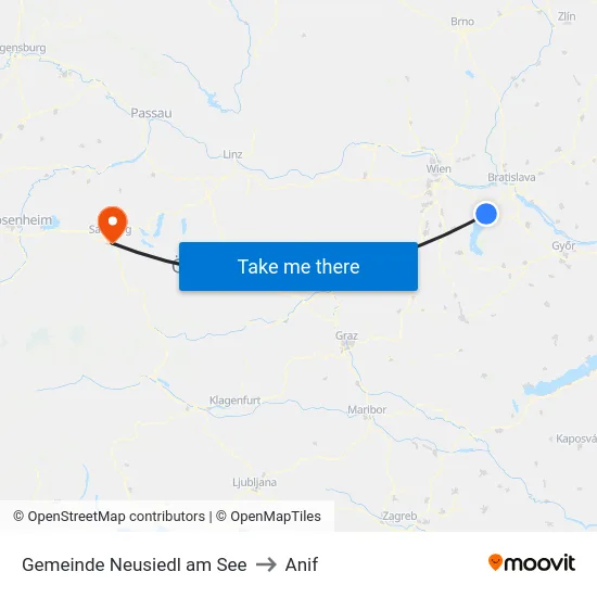 Gemeinde Neusiedl am See to Anif map