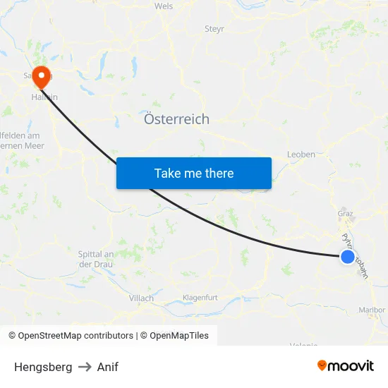 Hengsberg to Anif map