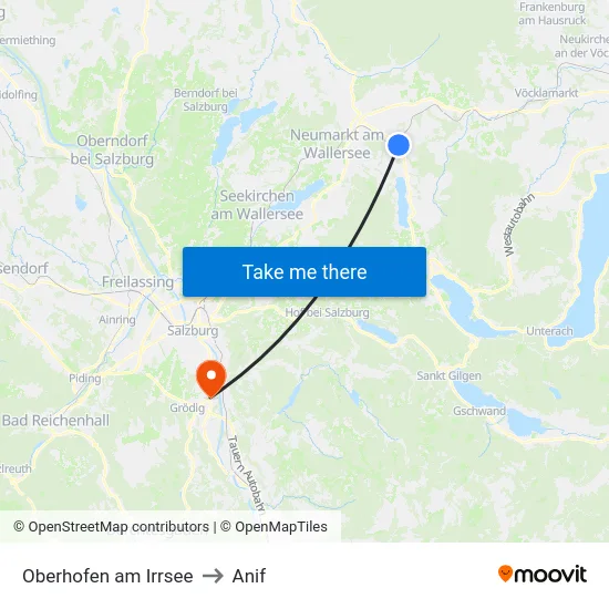 Oberhofen am Irrsee to Anif map