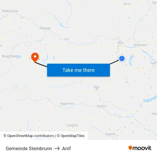 Gemeinde Steinbrunn to Anif map