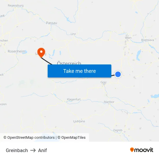 Greinbach to Anif map