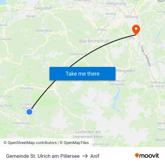 Gemeinde St. Ulrich am Pillersee to Anif map