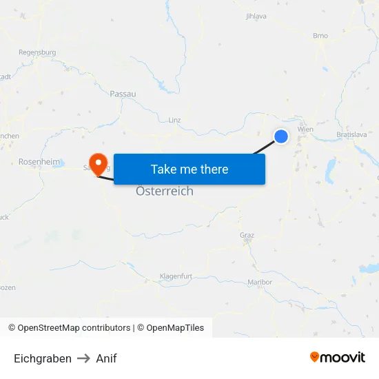 Eichgraben to Anif map