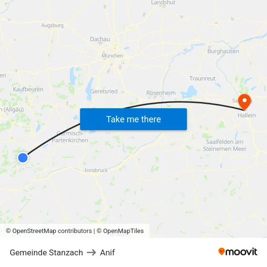Gemeinde Stanzach to Anif map