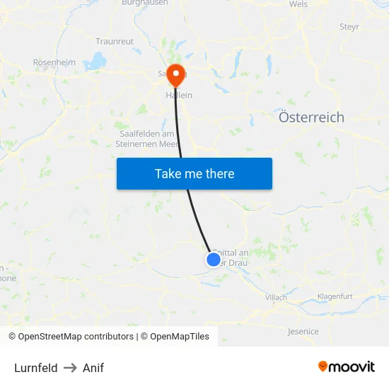 Lurnfeld to Anif map