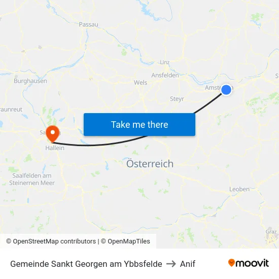 Gemeinde Sankt Georgen am Ybbsfelde to Anif map