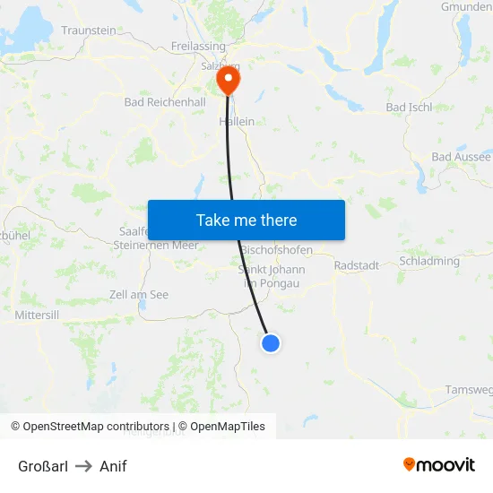 Großarl to Anif map