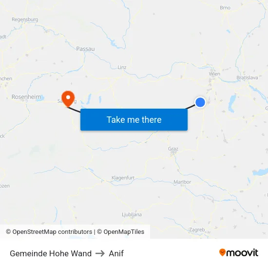 Gemeinde Hohe Wand to Anif map