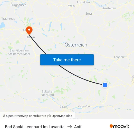 Bad Sankt Leonhard Im Lavanttal to Anif map