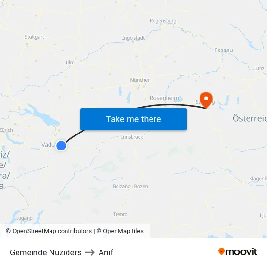 Gemeinde Nüziders to Anif map