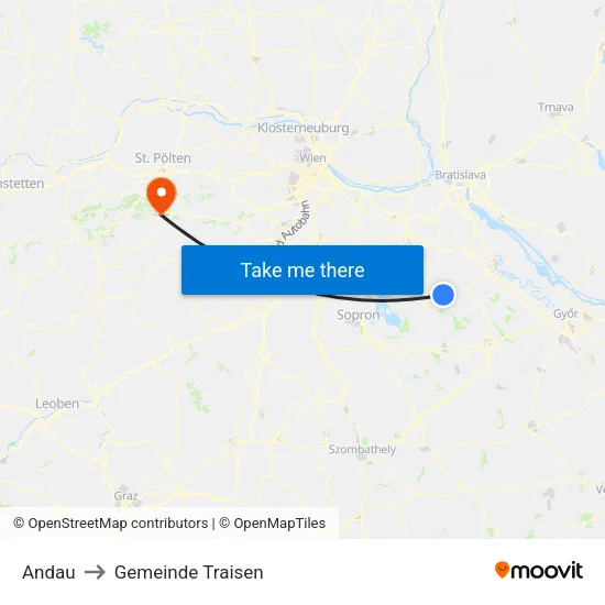 Andau to Gemeinde Traisen map