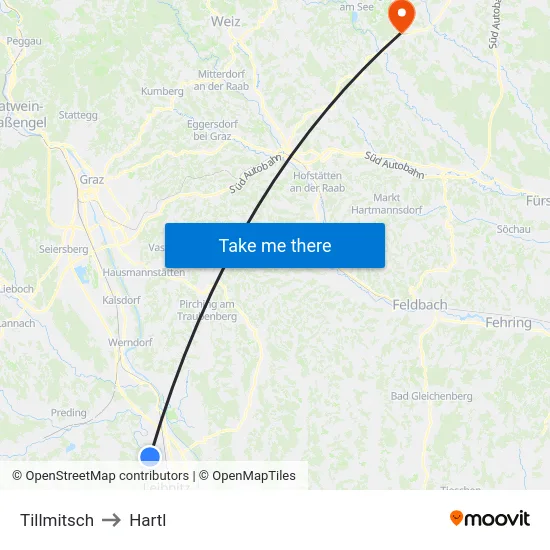 Tillmitsch to Hartl map