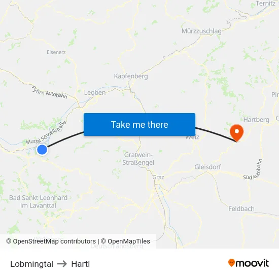Lobmingtal to Hartl map