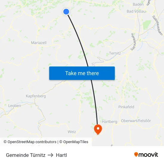 Gemeinde Türnitz to Hartl map