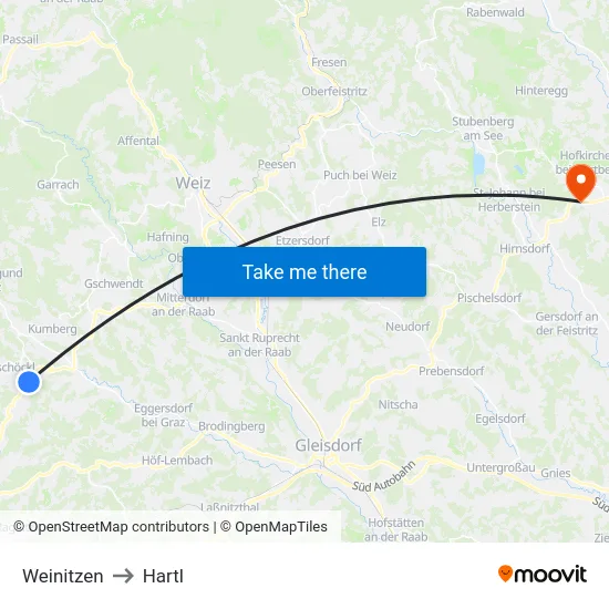 Weinitzen to Hartl map