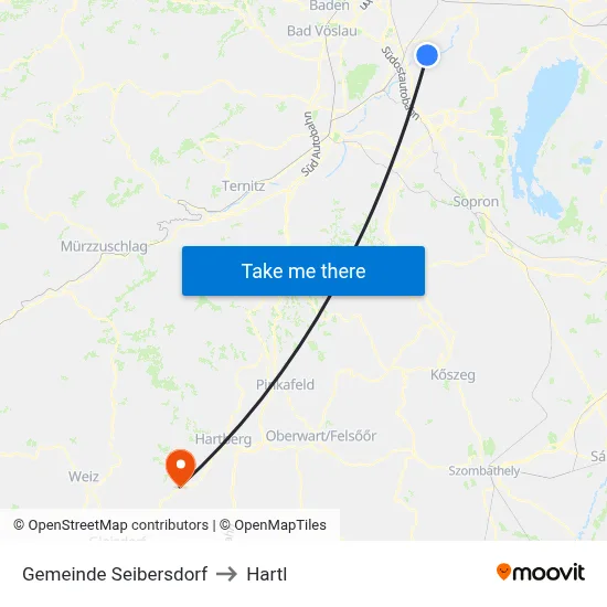 Gemeinde Seibersdorf to Hartl map