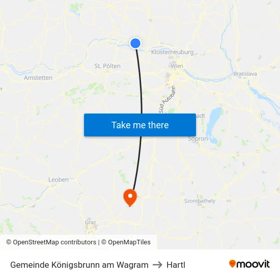 Gemeinde Königsbrunn am Wagram to Hartl map
