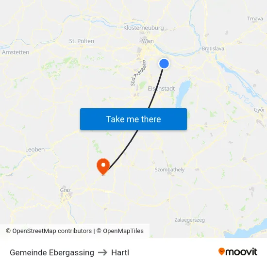 Gemeinde Ebergassing to Hartl map