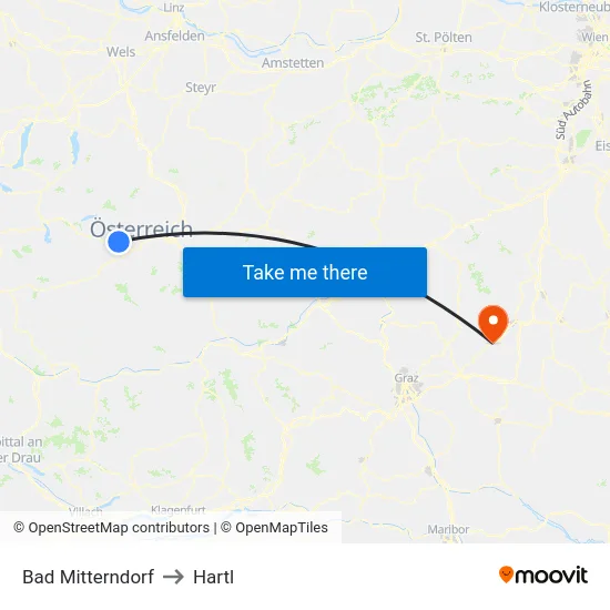 Bad Mitterndorf to Hartl map
