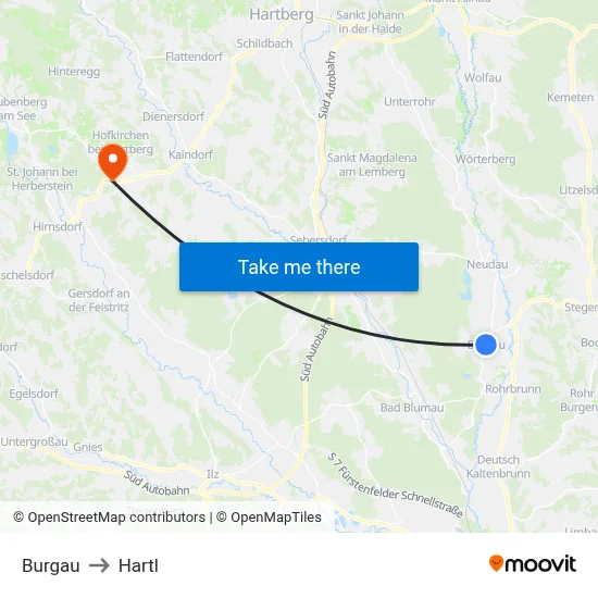 Burgau to Hartl map