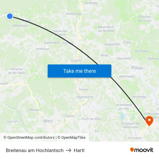 Breitenau am Hochlantsch to Hartl map