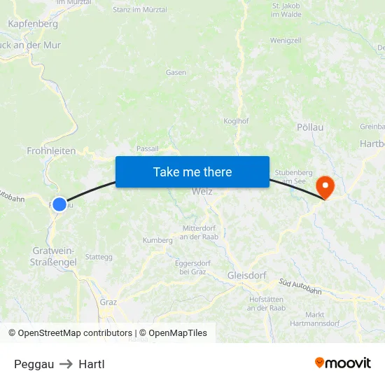 Peggau to Hartl map