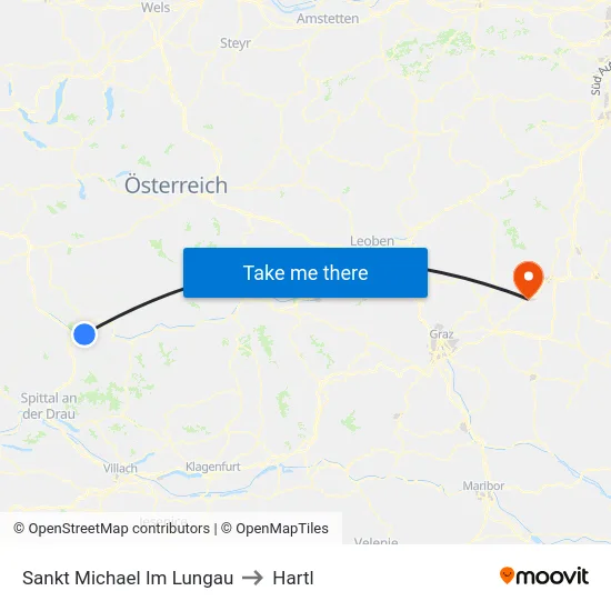 Sankt Michael Im Lungau to Hartl map
