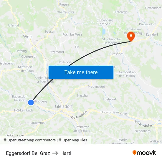 Eggersdorf Bei Graz to Hartl map