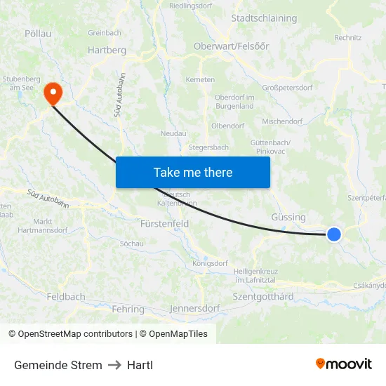 Gemeinde Strem to Hartl map