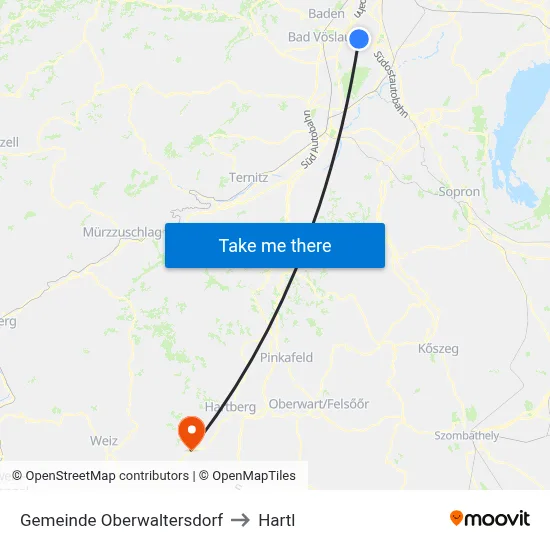 Gemeinde Oberwaltersdorf to Hartl map