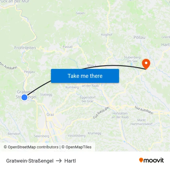 Gratwein-Straßengel to Hartl map