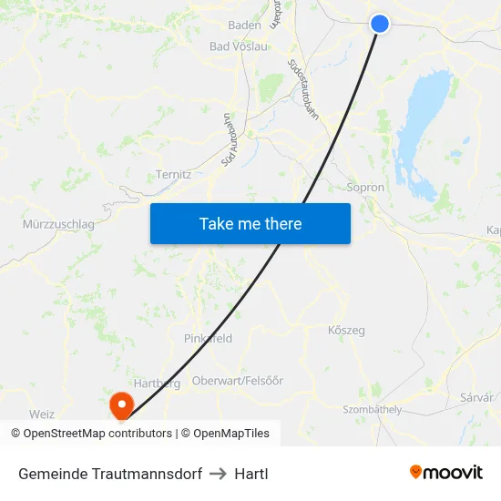 Gemeinde Trautmannsdorf to Hartl map