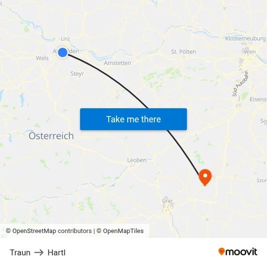 Traun to Hartl map