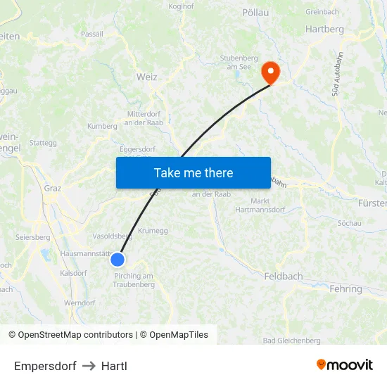 Empersdorf to Hartl map