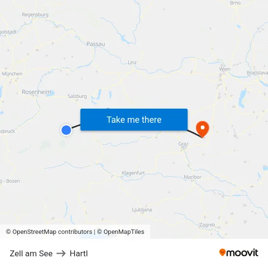 Zell am See to Hartl map