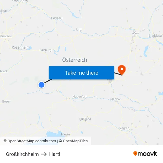 Großkirchheim to Hartl map