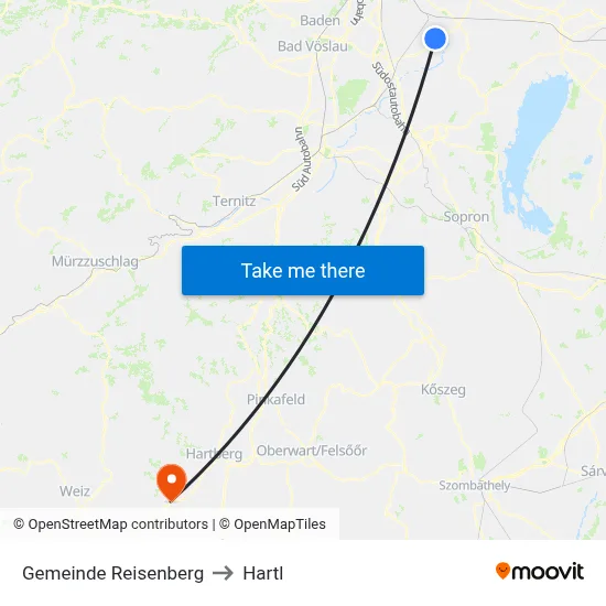 Gemeinde Reisenberg to Hartl map
