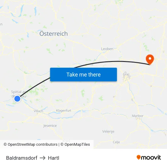Baldramsdorf to Hartl map