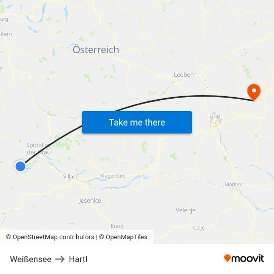 Weißensee to Hartl map